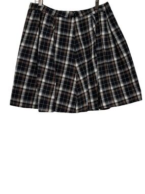 A-Line Pleated Skirt in Navy Plaid